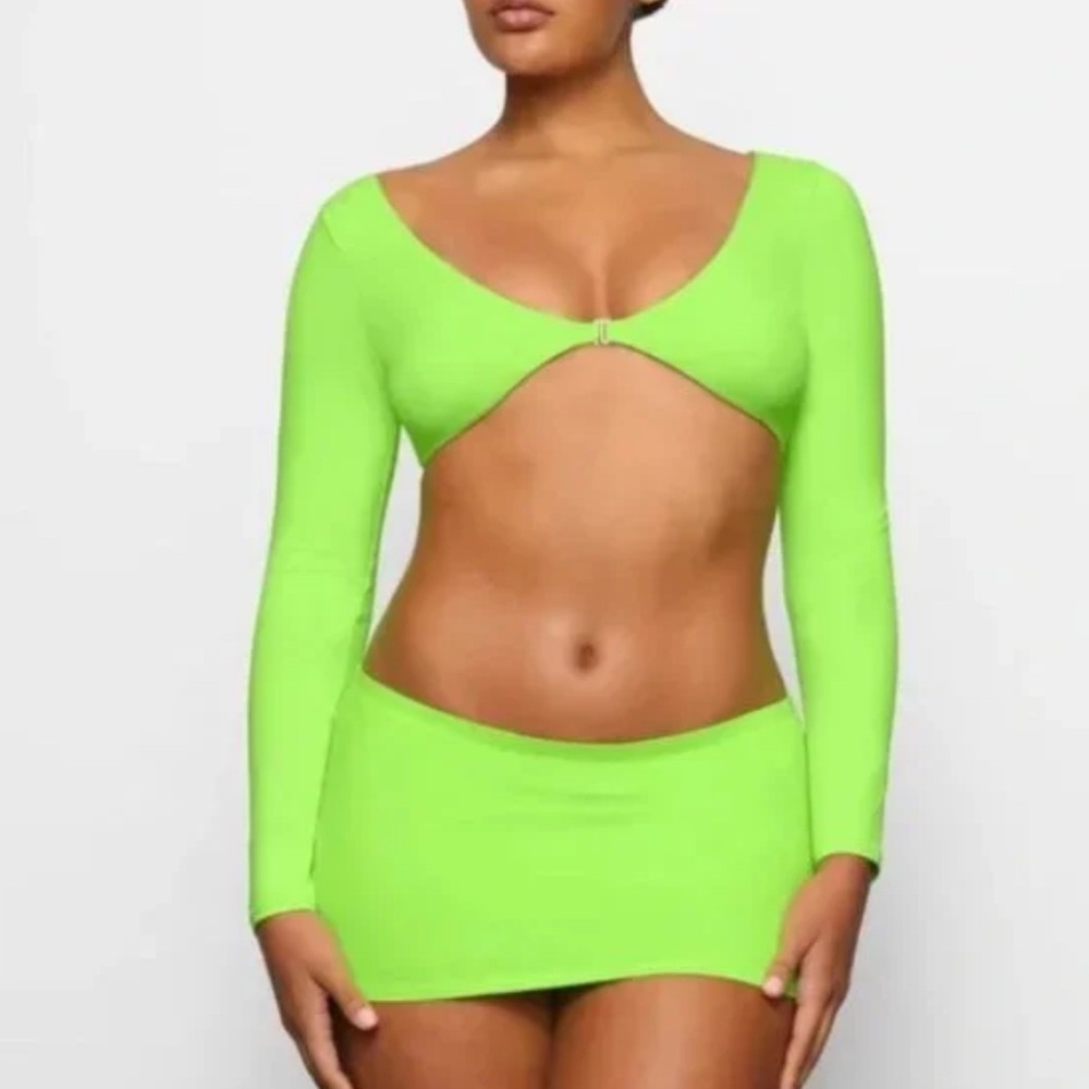SKIMS Neon Green Recycled Swim Long Sleeve Shrug Top 3X Cover Up